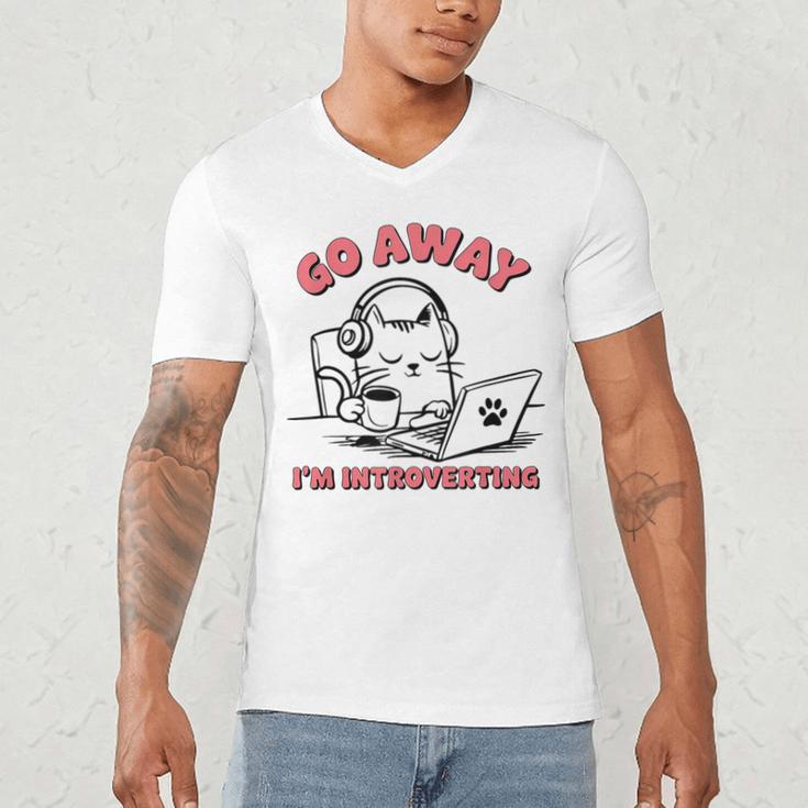 Go Away I´m Introverting Stay Home Socially Awkward Men's V-Neck T-Shirt Go Away I´m Introverting Stay Home Socially Awkward Men's V-Neck T-Shirt