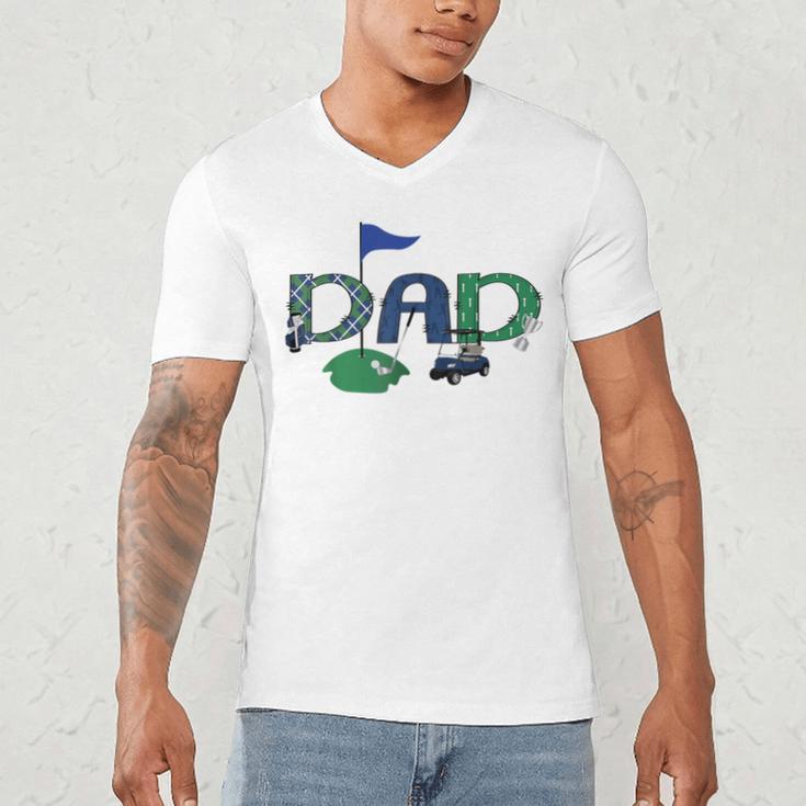 Golf Dad Hole In One Golf First Birthday Boy Party Men's V-Neck T-Shirt