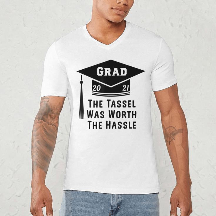 Grad 2021 Graduation Tassel Was Worth The Hassle Men's V-Neck T-Shirt