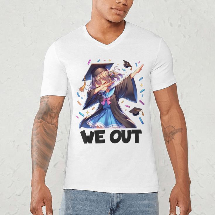 We Out Graduate Dabbing Anime Girl Grad Graduation Men's V-Neck T-Shirt