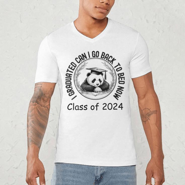 I Graduated Can I Go Back To Bed Now 2024 Graduation Panda Men's V-Neck T-Shirt