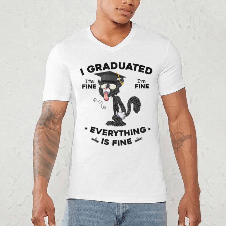 I Graduated Graduate Class 2025 Cat Graduation Men's V-Neck T-Shirt