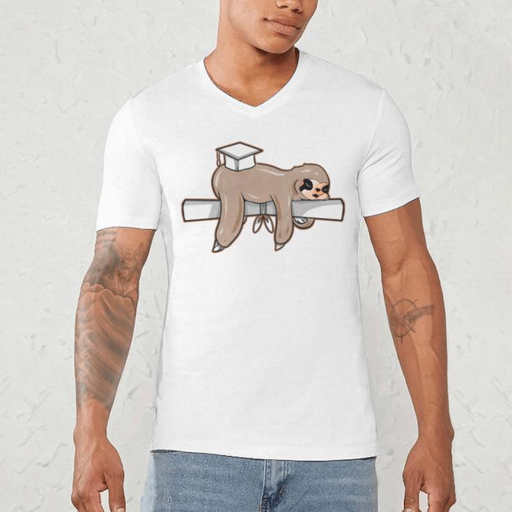 Graduation 2022 PhD Sloth Bachelor Master School Doctor Men's V-Neck T-Shirt
