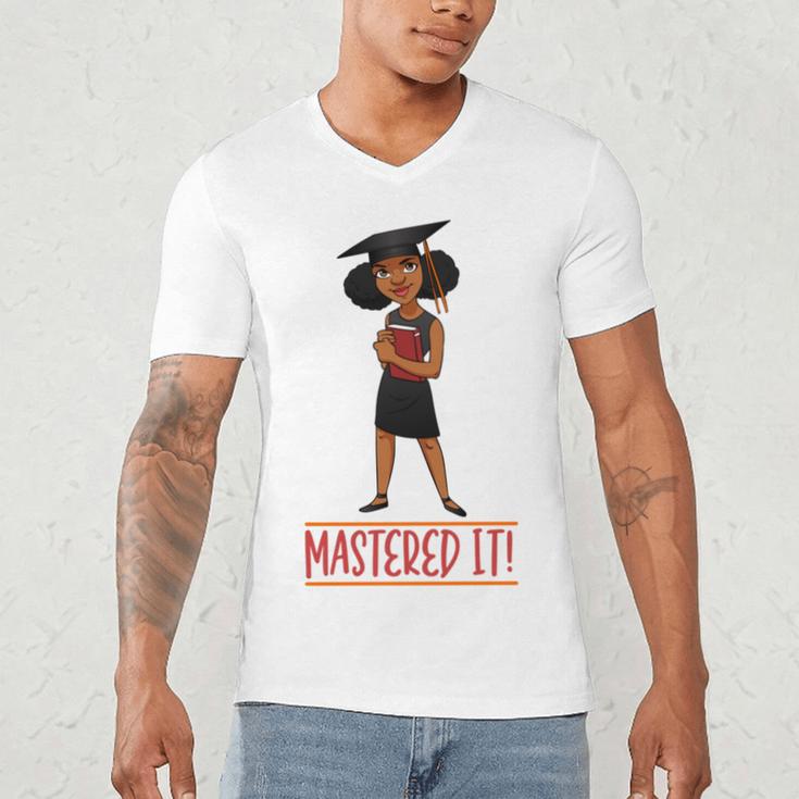 Graduation Woman Tshirt Black Melanin Masters Degree Men's V-Neck T-Shirt