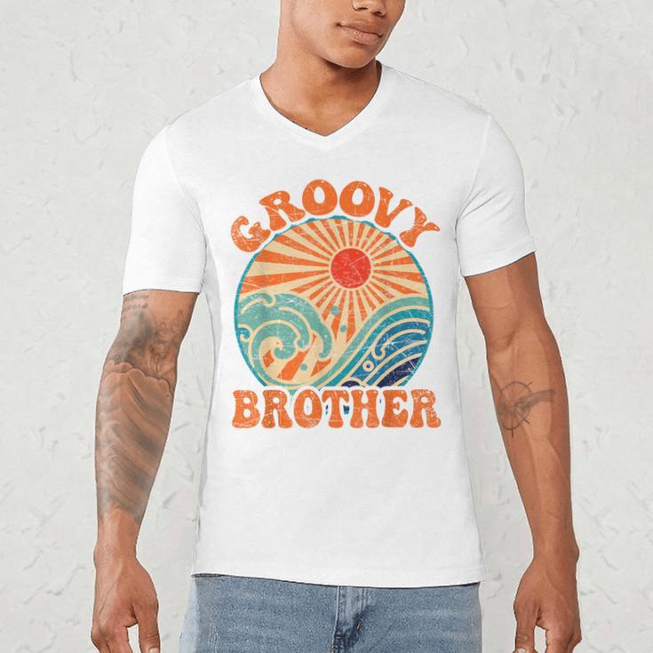 Groovy Brother 70s Aesthetic Nostalgia 1970's Retro Brother Men's V-Neck T-Shirt