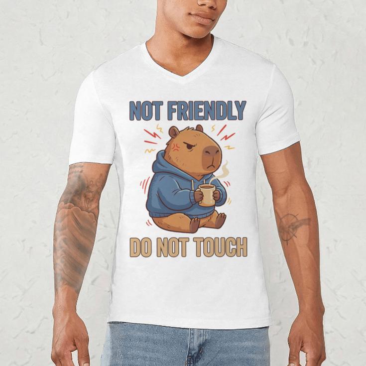 Grouchy Capybara Not Friendly Do Not Touch Introvert Premium Tri-Blend Men's V-Neck T-Shirt