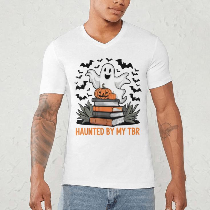 Haunted By My TBR Boo Halloween Book Lover Librarian Men's V-Neck T-Shirt Haunted By My TBR Boo Halloween Book Lover Librarian Men's V-Neck T-Shirt