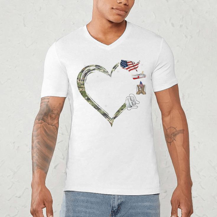Heart Coast Guard Wife Coast Guard Graduation Wife USCG Wife Men's V-Neck T-Shirt