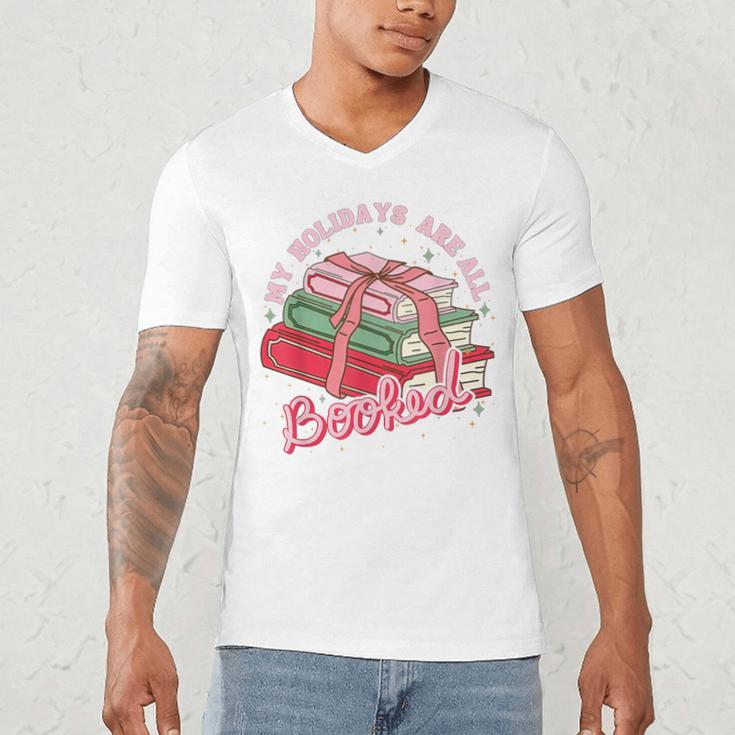 My Holidays Are All Booked Christmas Reading Books Bookish Men's V-Neck T-Shirt