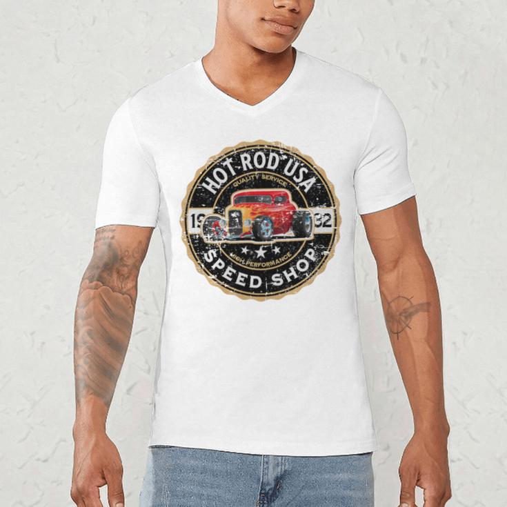 Hotrod Custom Car Automotive Nostalgia Distressed Premium Tri-Blend Men's V-Neck T-Shirt