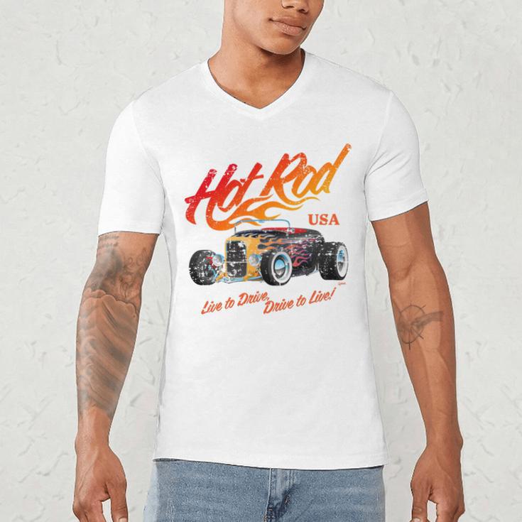 Hotrod Vintage Style Car Nostalgia Hotrod Distressed Premium Tri-Blend Men's V-Neck T-Shirt