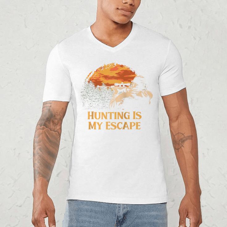 Hunting Is My Escape Introvert Hunter Antisocial Raglan Baseball Tee Men's V-Neck T-Shirt