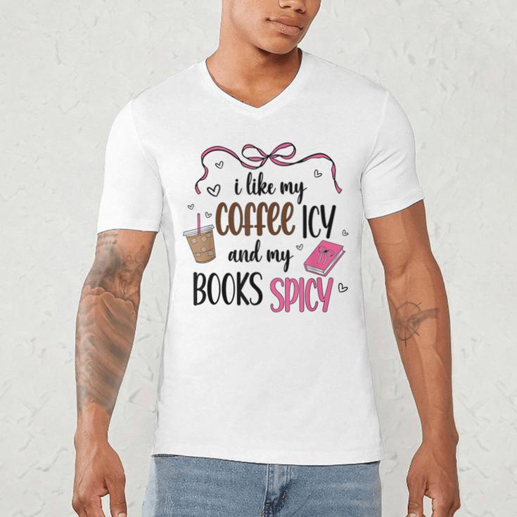 Iced Coffee & Reading Smut Books Girly Spicy Novels Men's V-Neck T-Shirt Iced Coffee & Reading Smut Books Girly Spicy Novels Men's V-Neck T-Shirt