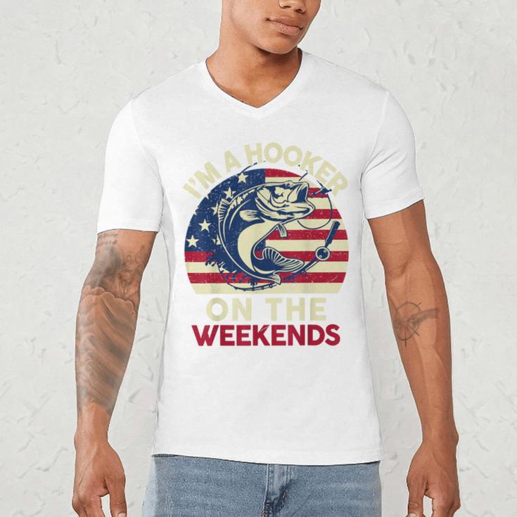I'm Hooker On The Weekends Dirty Bass Dad Fishing Men's V-Neck T-Shirt I'm Hooker On The Weekends Dirty Bass Dad Fishing Men's V-Neck T-Shirt