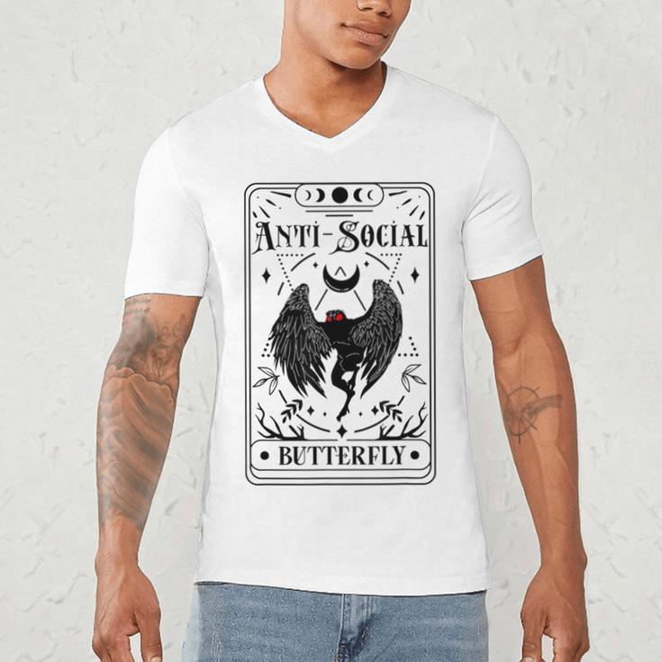 Introvert Apparel Emporium Mothman Tarot Card Antisocial Butterfly Cryptozoologist -Adults Grey Men's V-Neck T-Shirt