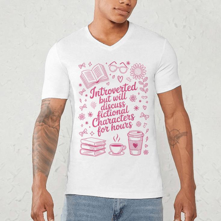 Introvert Fictional Character Read Books Lover Reading Men's V-Neck T-Shirt