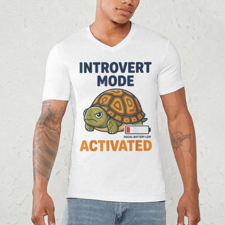 Introvert Mode Activated Low Social Battery Box Turtle Men's V-Neck T-Shirt Introvert Mode Activated Low Social Battery Box Turtle Men's V-Neck T-Shirt