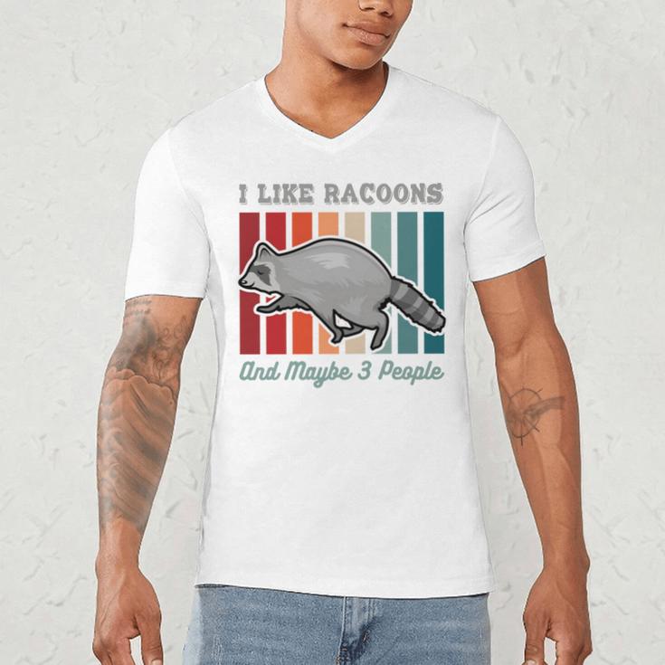 Introvert Raccoon Animal Lover Trash Panda Antisocial Retro Men's V-Neck T-Shirt