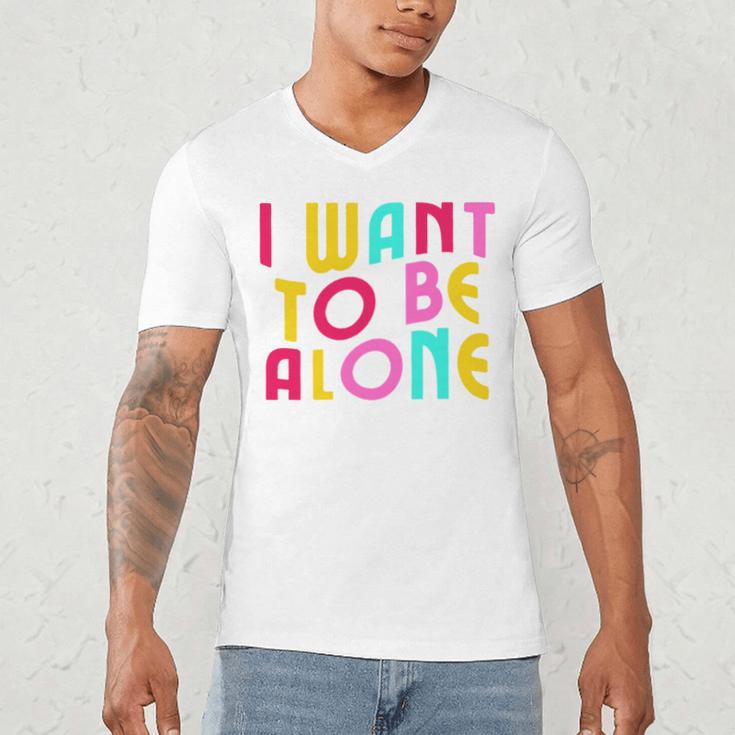 Introvert I Want To Be Alone Retro Wavy Men's V-Neck T-Shirt