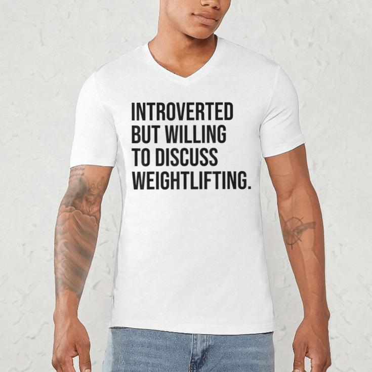 Introverted Weightlifter Gym Weightlifting Introvert Men's V-Neck T-Shirt