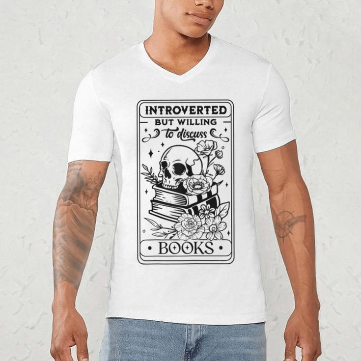 Introverted BUT Willing To Discuss Books Book Lover Men's V-Neck T-Shirt