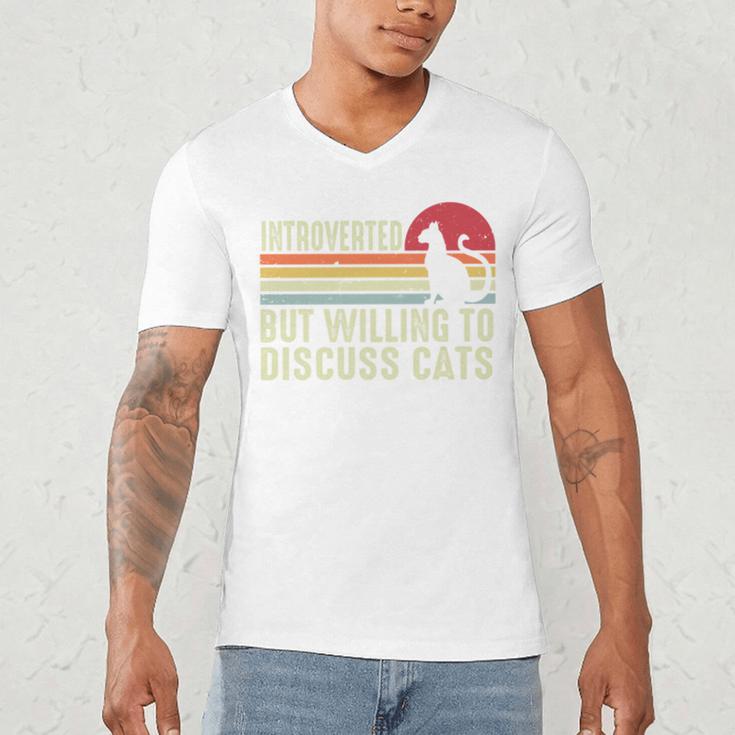 Introverted But Willing To Discuss Cats Kitten Pet Lover Men's V-Neck T-Shirt