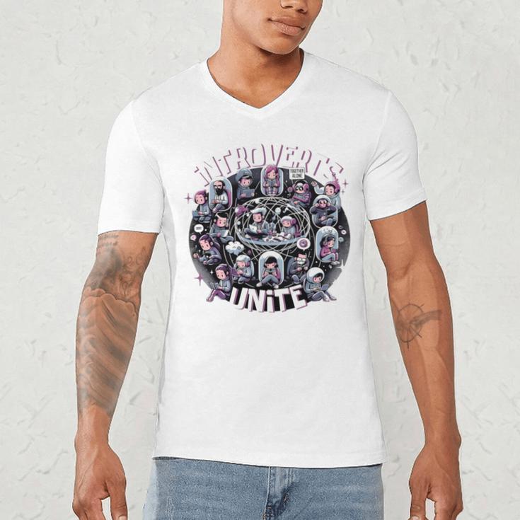 Introverts Unite Quirky Solitude Men's V-Neck T-Shirt Introverts Unite Quirky Solitude Men's V-Neck T-Shirt