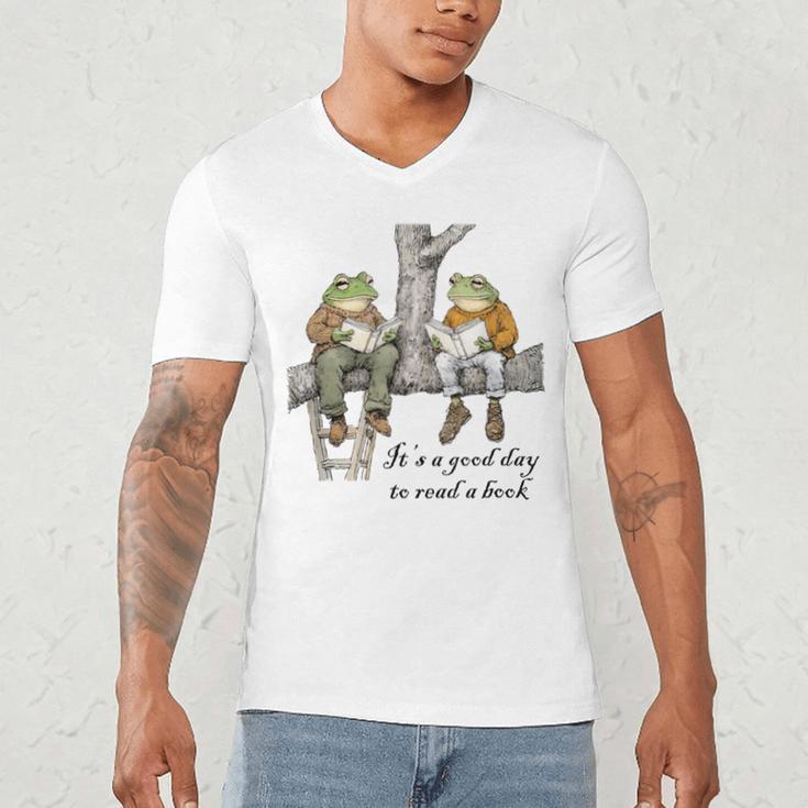 It's A Good Day To Read A Book Frog Toad Men's V-Neck T-Shirt
