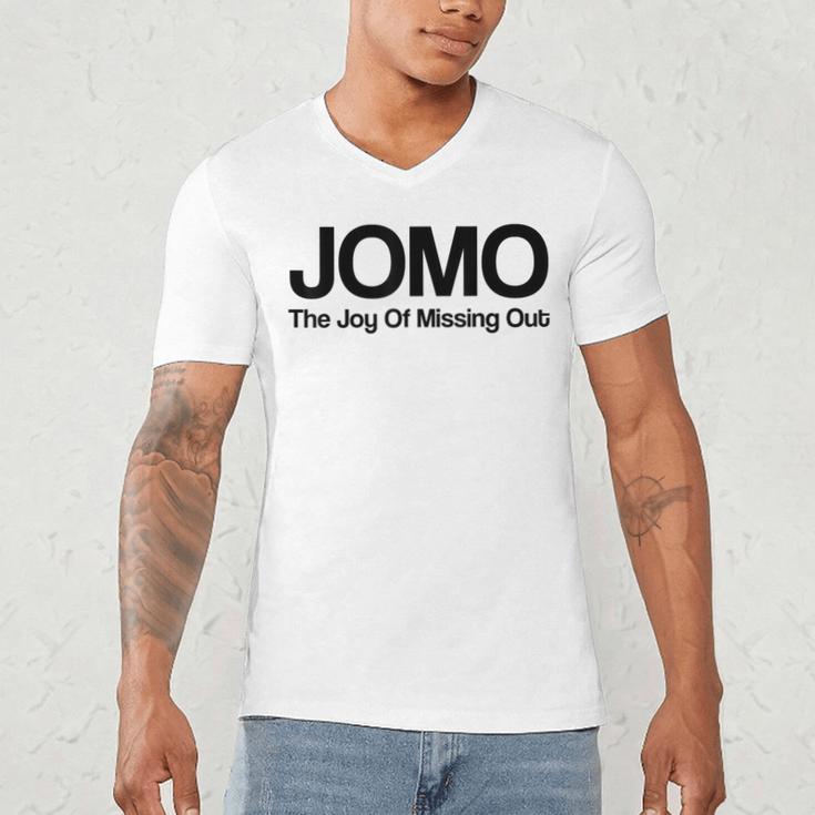 JOMO Joy Of Missing Out Fomo Fear Cozy Introvert Joke Men's V-Neck T-Shirt