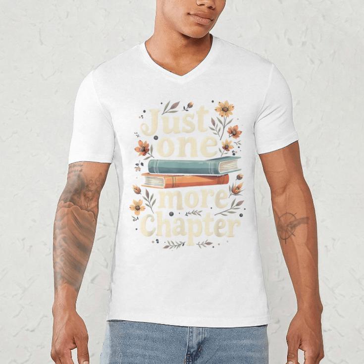 Just One More Chapter Book Reading Floral Teacher Book Lover Men's V-Neck T-Shirt Just One More Chapter Book Reading Floral Teacher Book Lover Men's V-Neck T-Shirt