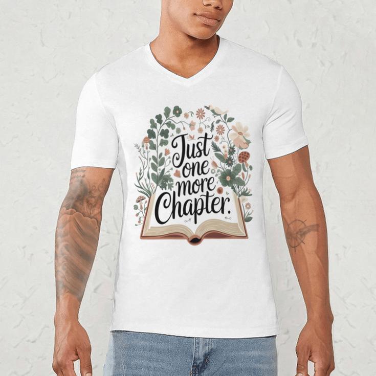 Just One More Chapter Bookish Book Reading Botanical Men's V-Neck T-Shirt Just One More Chapter Bookish Book Reading Botanical Men's V-Neck T-Shirt
