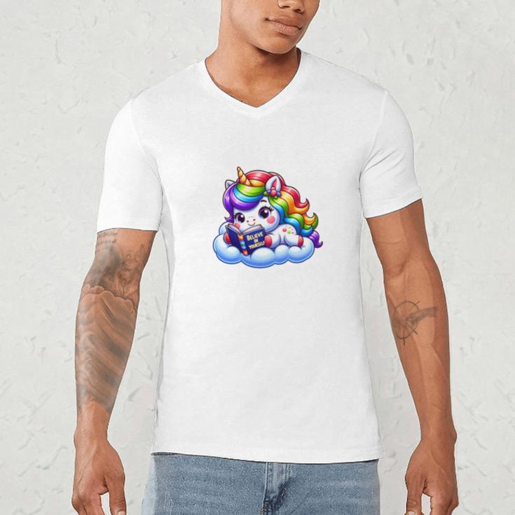 Just One More Chapter Bookish Book Unicorn Reading Book Men's V-Neck T-Shirt