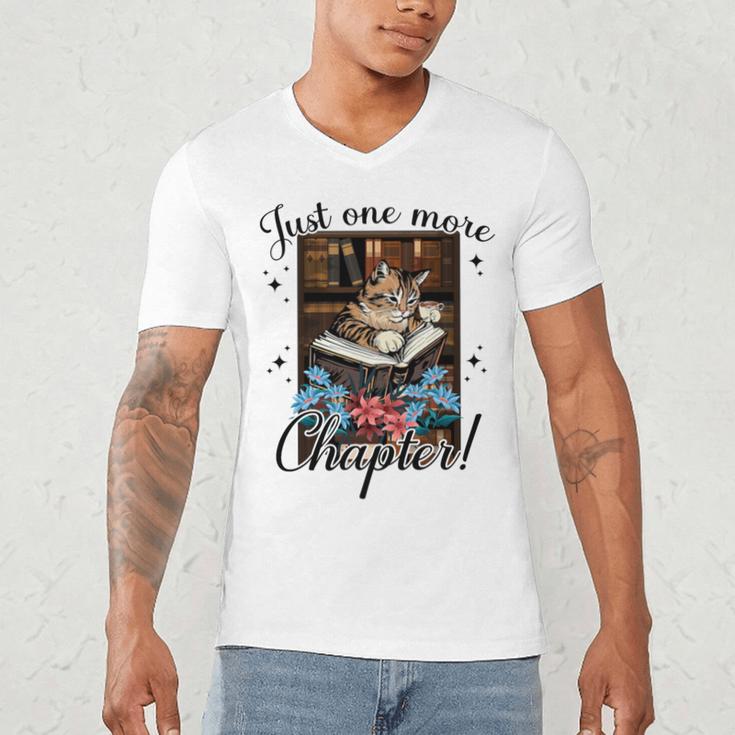 Just One More Chapter Cat Reading Books Coffee Lovers Premium Tri-Blend Men's V-Neck T-Shirt