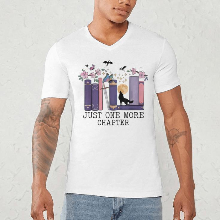 Just One More Chapter Romantasy Book Dragon Bookworm Bookish Men's V-Neck T-Shirt Just One More Chapter Romantasy Book Dragon Bookworm Bookish Men's V-Neck T-Shirt