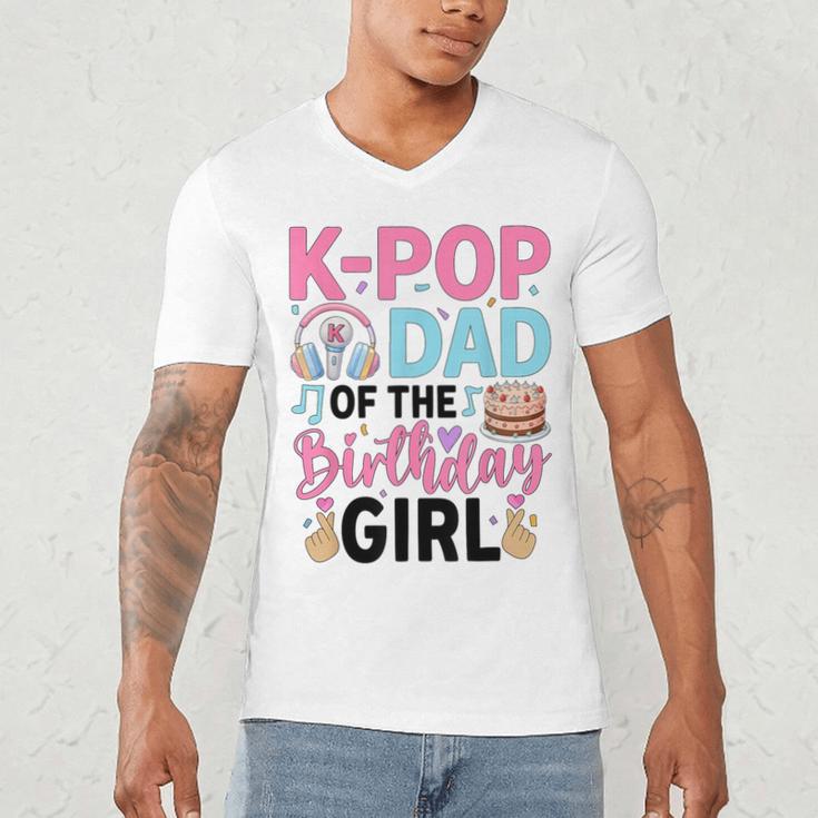 K-Pop Dad Of The Birthday Girl K Pop Birthday Party Men's V-Neck T-Shirt