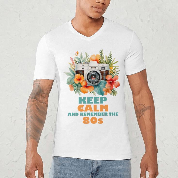Keep Calm And Remember The 80s Retro Vintage Nostalgia Premium Men's V-Neck T-Shirt