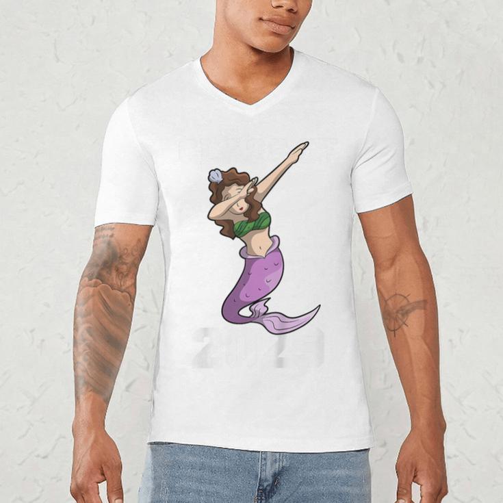 Kids Class Of 2029 Shirt Graduation Dabbing Mermaid Shirt Men's V-Neck T-Shirt