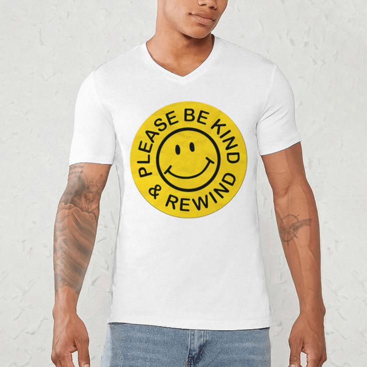 Be Kind Rewind Shirt Retro Nostalgia Sticker 80s 90s Tee Premium Tri-Blend Men's V-Neck T-Shirt