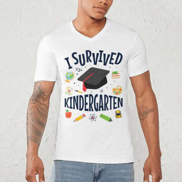 Kindergarten Graduation Shirt I Survived Kindergarten Men's V-Neck T-Shirt