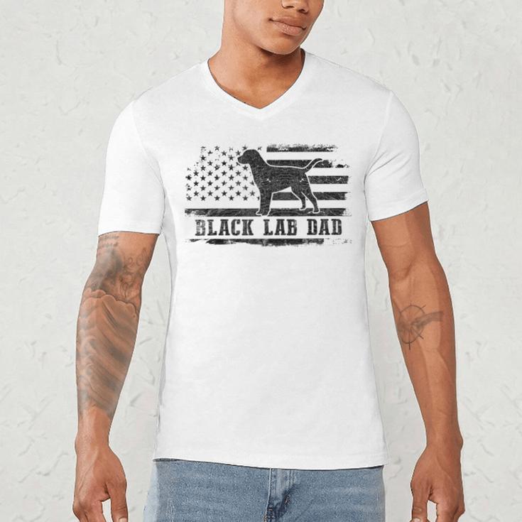Lab Dad Distressed American Flag Patriotic Dog Men's V-Neck T-Shirt