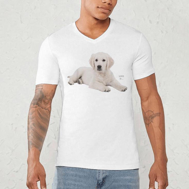 Labrador Retriever Shirt Yellow Love Lab Mom Dog Dad Men's V-Neck T-Shirt