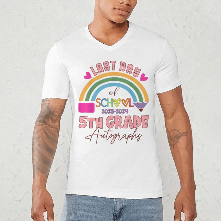 Last Day Of School Autograph 5th Grade Graduation Boys Girls Men's V-Neck T-Shirt