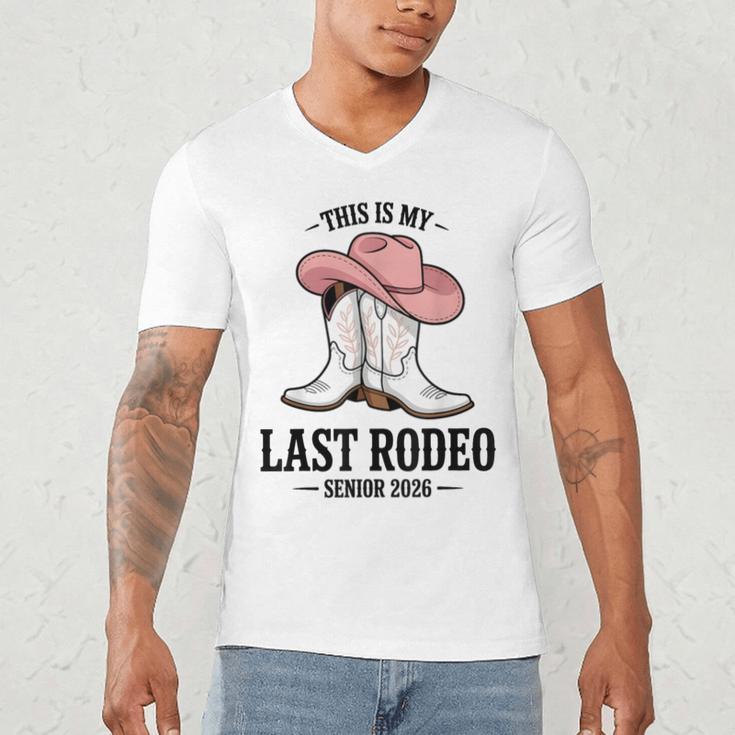 This Is My Last Rodeo Senior 2026 Cowgirl Graduation Men's V-Neck T-Shirt