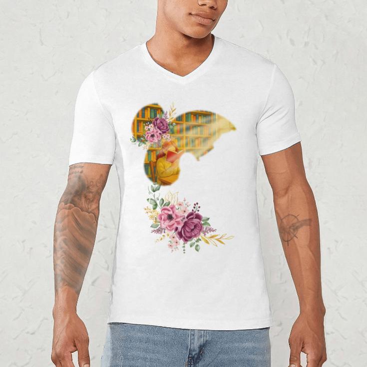 And Into The Library She Goes Book Lover Reading Bookworm Men's V-Neck T-Shirt