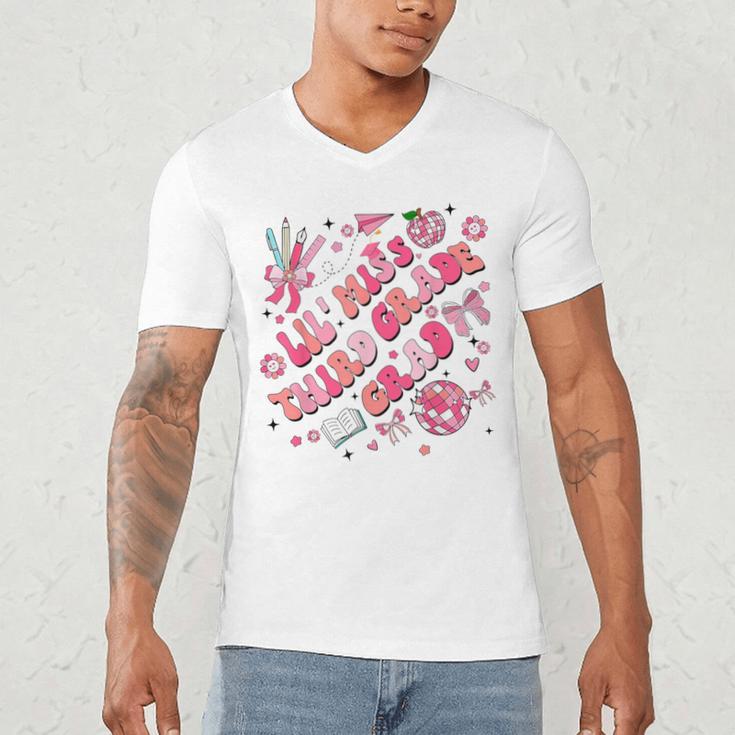 Lil Miss Third 3rd Grade Grad Graduation Last Day Girls Kid Men's V-Neck T-Shirt