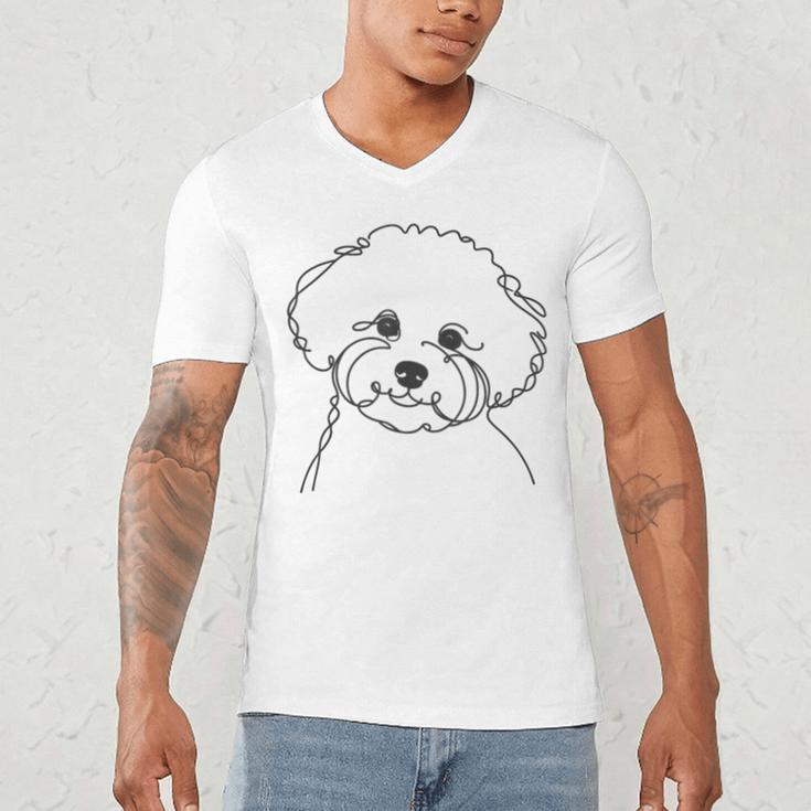 Line Art Dad Mom Dog Bichon Frise Men's V-Neck T-Shirt Line Art Dad Mom Dog Bichon Frise Men's V-Neck T-Shirt