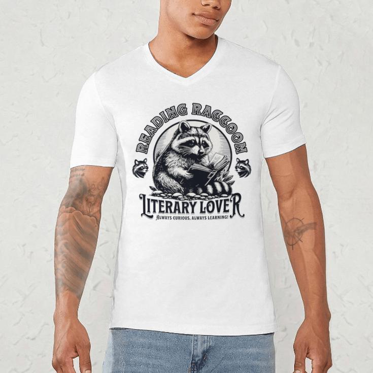 Literary Lover Reading Raccoon Books Premium Men's V-Neck T-Shirt