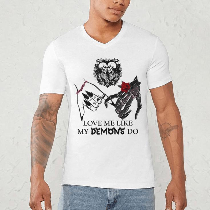 Love Me Like My Demons Do Dark Romance Merch Smutty Book Men's V-Neck T-Shirt