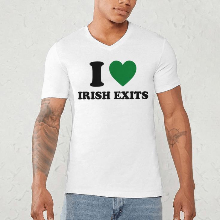 I Love Irish Exits St Patrick's Day Introvert Party Men's V-Neck T-Shirt I Love Irish Exits St Patrick's Day Introvert Party Men's V-Neck T-Shirt