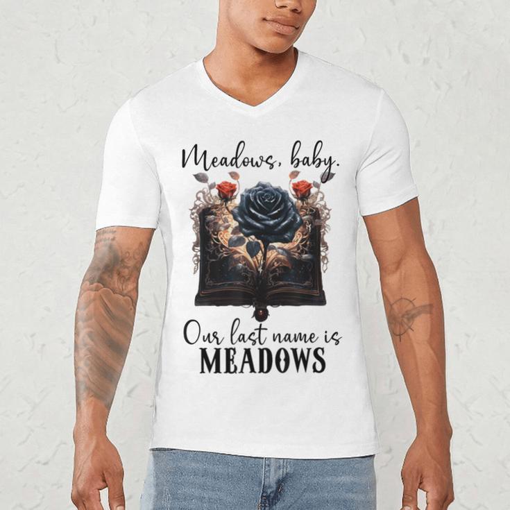 Meadows Baby Our Last Name Is Meadows Dark Romance Smut Book Men's V-Neck T-Shirt